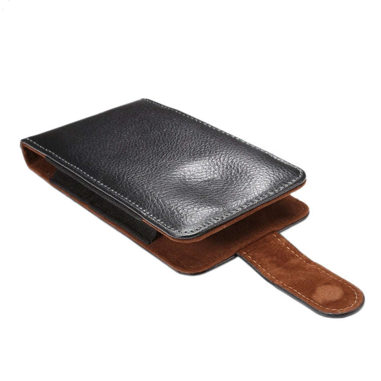 5.5 inch Litchi Texture Vertical Flip Upright Genuine Leather Case / Waist Bag with Rotatable Bac...