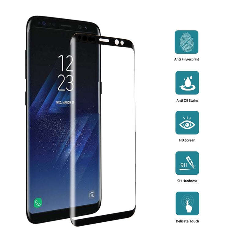 For Galaxy S8+ / G9550 0.3mm 9H Surface Hardness 3D Curved Silk-screen Full Screen Tempered Glass...