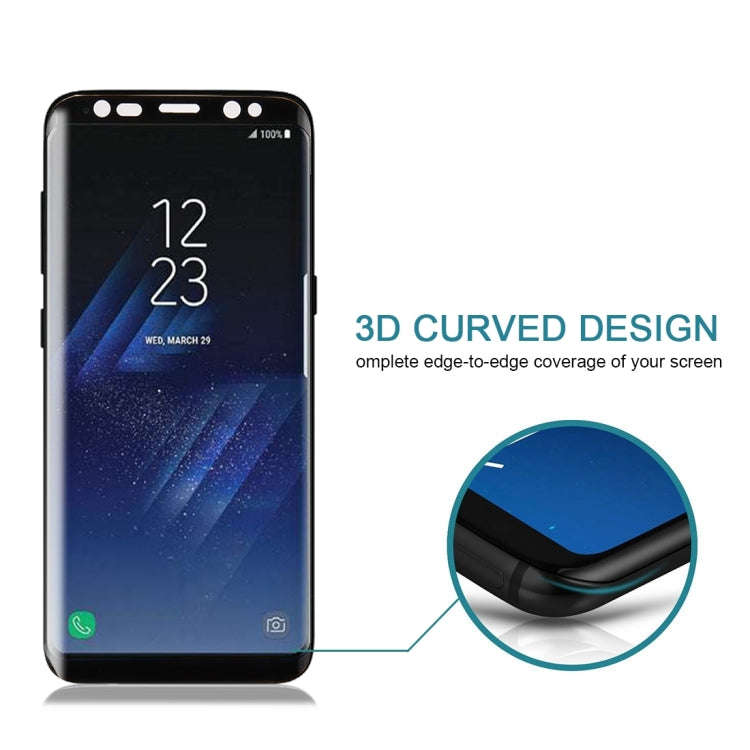 For Galaxy S8+ / G9550 0.3mm 9H Surface Hardness 3D Curved Silk-screen Full Screen Tempered Glass...