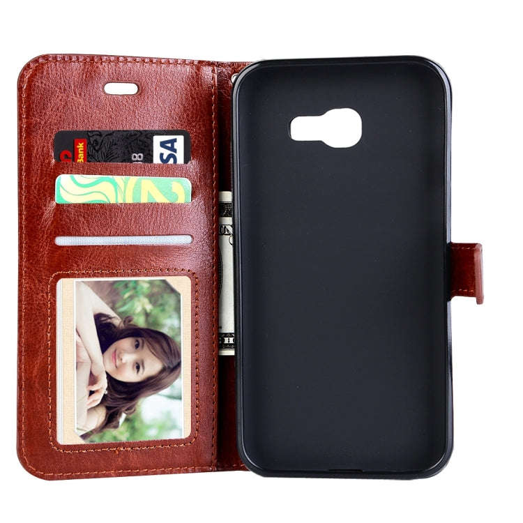 For Galaxy A3 (2017) / A320 Crazy Horse Texture Horizontal Flip PU Leather Case with Holder & Car...