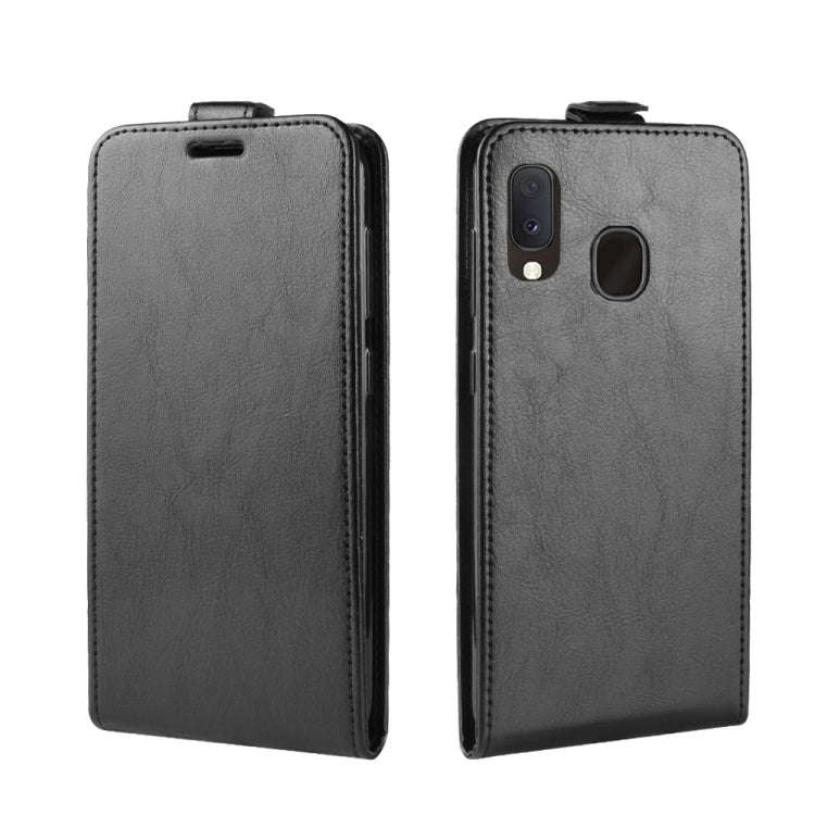 R64 Texture Vertical Flip Leather Case for Galaxy A20e , with Card Slots & Photo Frame, For Galax...