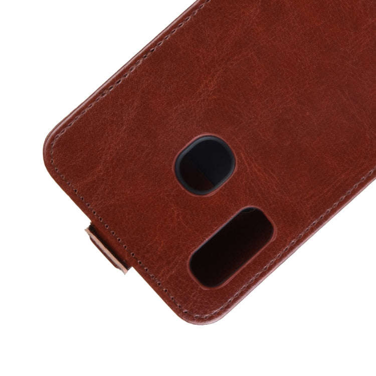 R64 Texture Vertical Flip Leather Case for Galaxy A20e , with Card Slots & Photo Frame, For Galax...