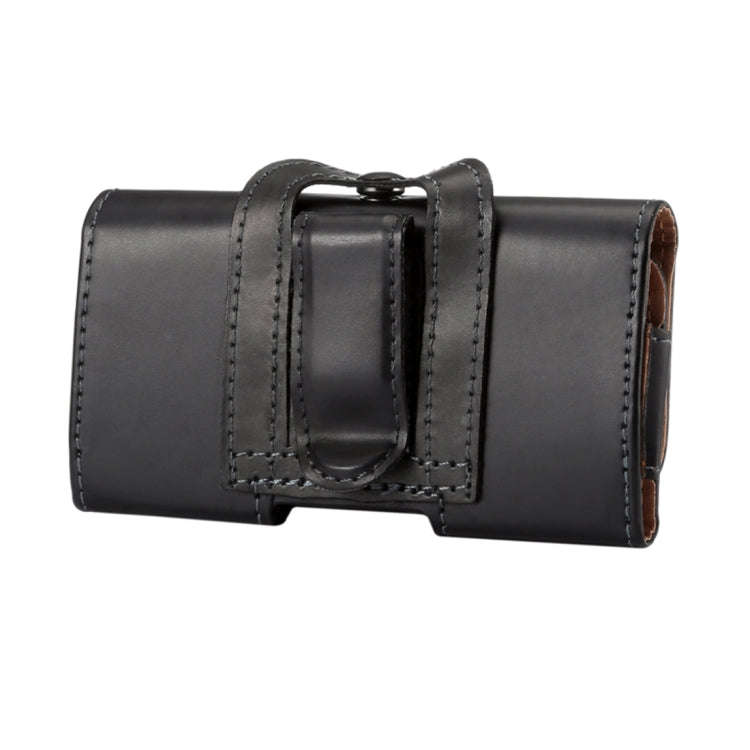 Men Glossy Texture Portable Mobile Phone Back Buckle Transverse Sleeve Waist Pack Leather Case fo...
