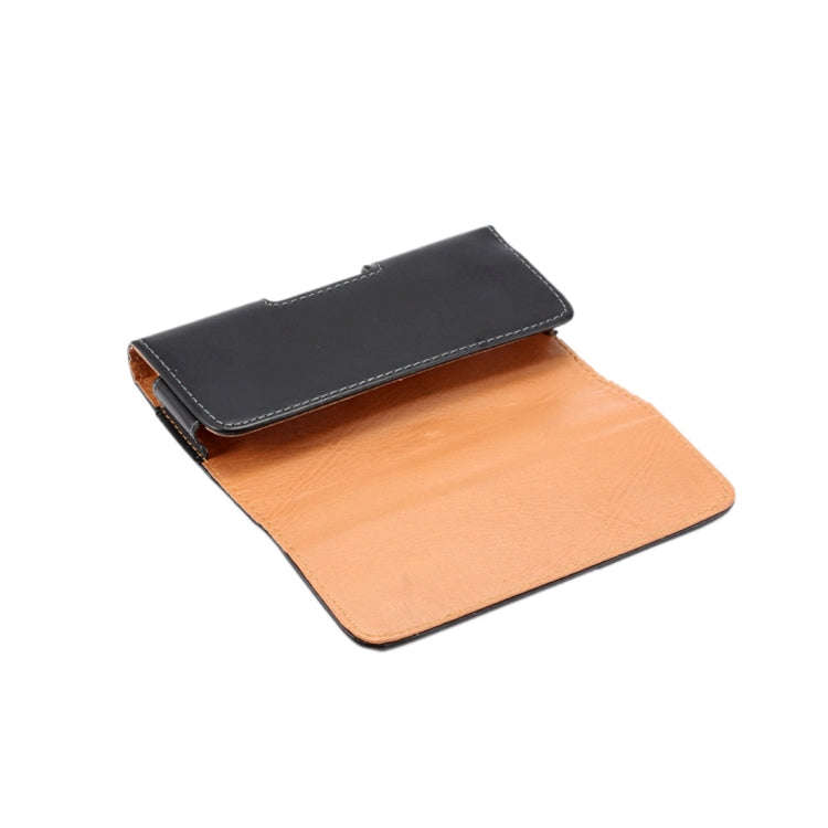 Men Glossy Texture Portable Mobile Phone Back Buckle Transverse Sleeve Waist Pack Leather Case fo...