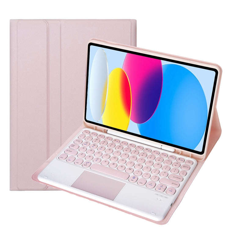 For iPad 11 2025 / 10th Gen 10.9 2022 YA10B-A Lambskin Texture Bluetooth Touch Keyboard Leather T...