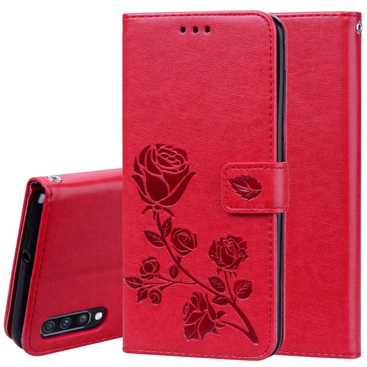 Rose Embossed Horizontal Flip PU Leather Case for Galaxy A70, with Holder & Card Slots & Wallet, ...