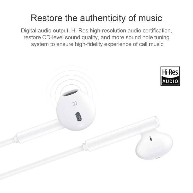 Original Honor AM33 USB-C / Type-C Classic Noise Reduction In-ear Wired Earphone, Support Wire Co...