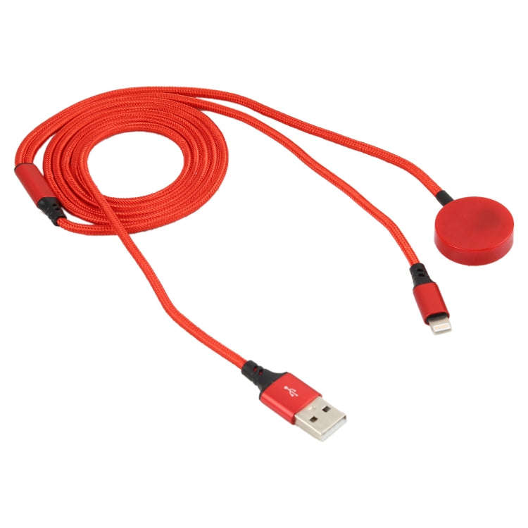 For iPhone / Apple Watch 2 In 1 8 Pin + Magnetic Charging Base Multi-function Charging Cable, Len...
