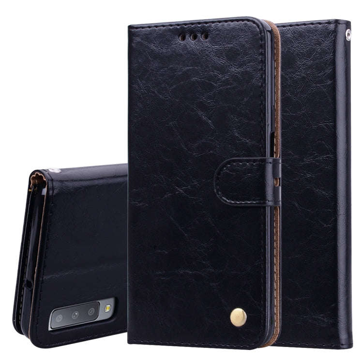 Business Style Oil Wax Texture Horizontal Flip Leather Case for Galaxy A7 (2018), with Holder & C...