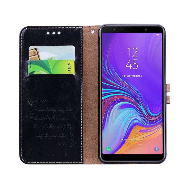 Business Style Oil Wax Texture Horizontal Flip Leather Case for Galaxy A7 (2018), with Holder & C...
