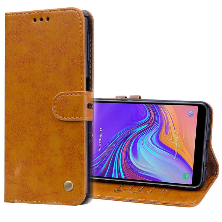 Business Style Oil Wax Texture Horizontal Flip Leather Case for Galaxy A7 (2018), with Holder & C...
