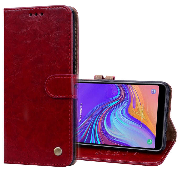 Business Style Oil Wax Texture Horizontal Flip Leather Case for Galaxy A7 (2018), with Holder & C...