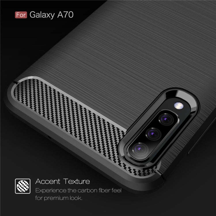Brushed Texture Carbon Fiber TPU Case for Galaxy A70, For Galaxy A70