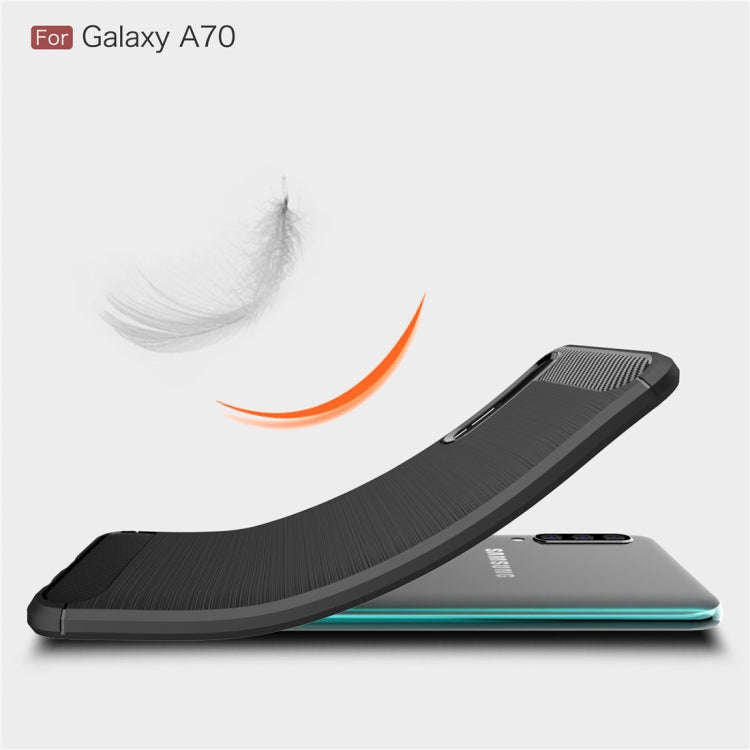 Brushed Texture Carbon Fiber TPU Case for Galaxy A70, For Galaxy A70