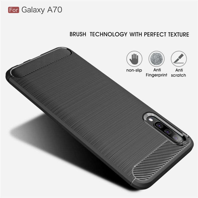 Brushed Texture Carbon Fiber TPU Case for Galaxy A70, For Galaxy A70