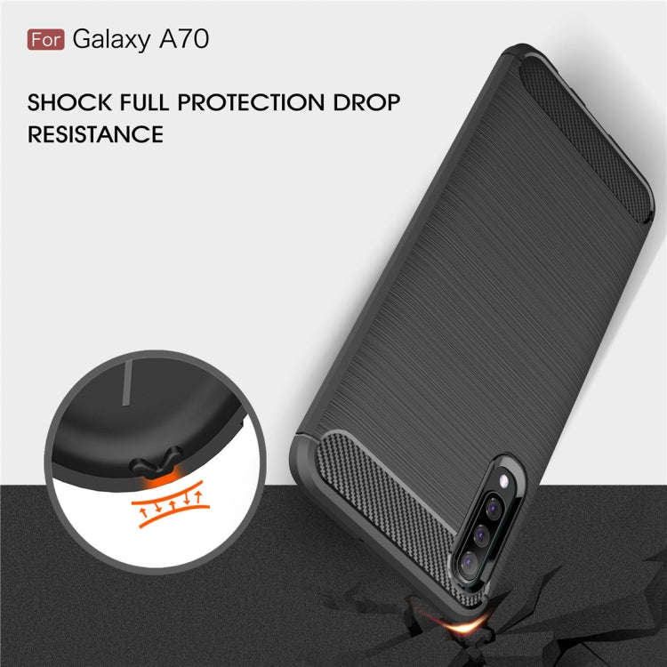 Brushed Texture Carbon Fiber TPU Case for Galaxy A70, For Galaxy A70