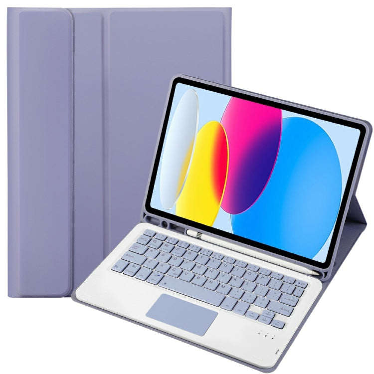 For iPad 11 2025 / 10th Gen 10.9 2022 A10B-A Lambskin Texture Bluetooth Touch Keyboard Leather Ta...