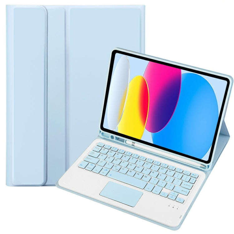 For iPad 11 2025 / 10th Gen 10.9 2022 A10B-A Lambskin Texture Bluetooth Touch Keyboard Leather Ta...