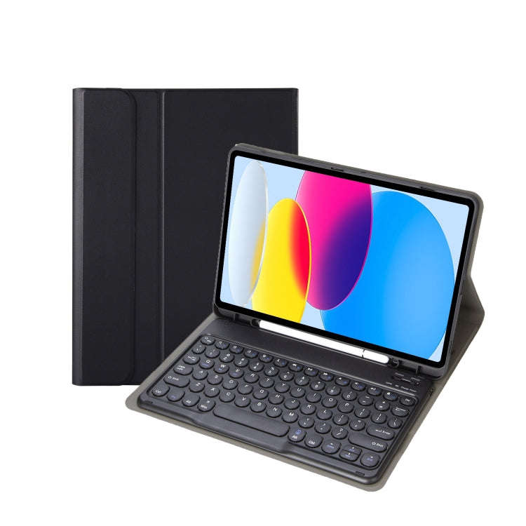 For iPad 11 2025 / 10th Gen 10.9 2022 YA10B Lambskin Texture Bluetooth Keyboard Leather Tablet Ca...