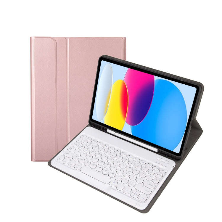 For iPad 11 2025 / 10th Gen 10.9 2022 YA10B Lambskin Texture Bluetooth Keyboard Leather Tablet Ca...