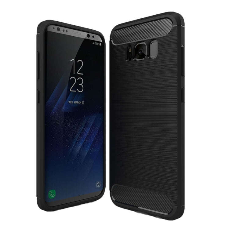 For Galaxy S8 + / G9550 Brushed Carbon Fiber Texture Shockproof TPU Protective Cover Case, For Ga...