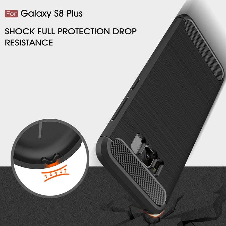 For Galaxy S8 + / G9550 Brushed Carbon Fiber Texture Shockproof TPU Protective Cover Case, For Ga...