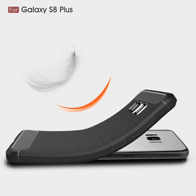 For Galaxy S8 + / G9550 Brushed Carbon Fiber Texture Shockproof TPU Protective Cover Case, For Ga...