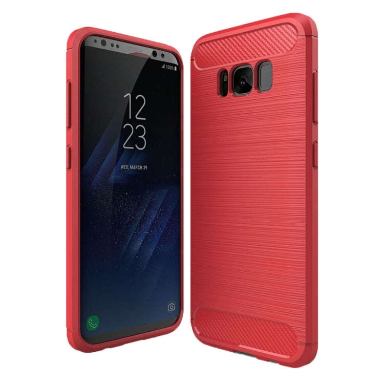 For Galaxy S8 + / G9550 Brushed Carbon Fiber Texture Shockproof TPU Protective Cover Case, For Ga...