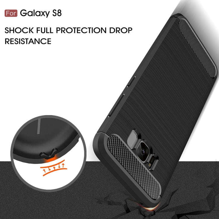 For Galaxy S8 Brushed Carbon Fiber Texture Shockproof TPU Protective Cover Case, For Galaxy S8, F...