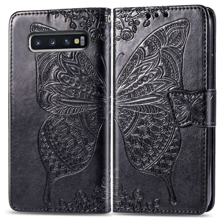 Butterfly Love Flowers Embossing Horizontal Flip Leather Case for Galaxy S10, with Holder & Card ...