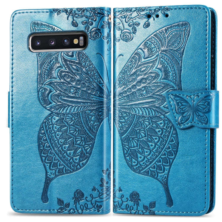 Butterfly Love Flowers Embossing Horizontal Flip Leather Case for Galaxy S10, with Holder & Card ...