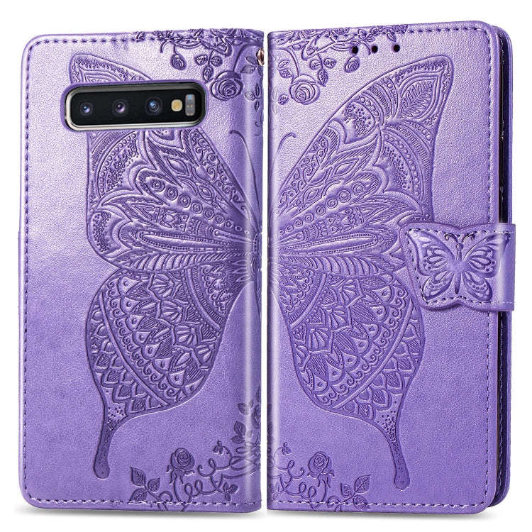 Butterfly Love Flowers Embossing Horizontal Flip Leather Case for Galaxy S10, with Holder & Card ...