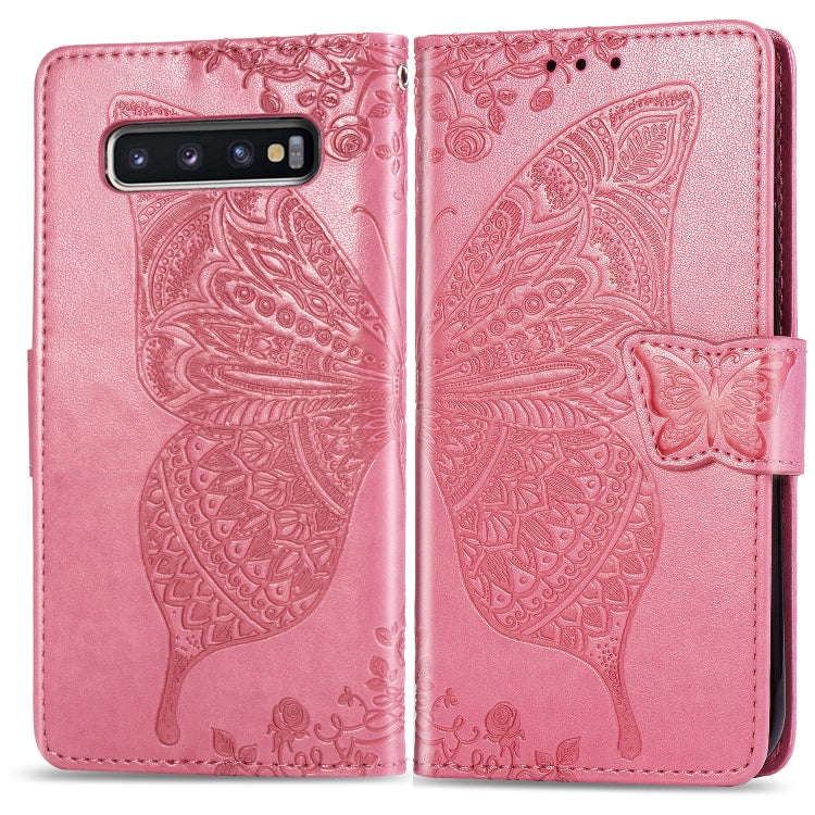 Butterfly Love Flowers Embossing Horizontal Flip Leather Case for Galaxy S10+, with Holder & Card...