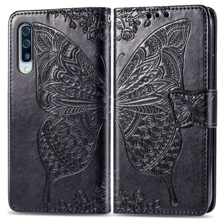 Butterfly Love Flowers Embossing Horizontal Flip Leather Case for Galaxy A50, with Holder & Card ...