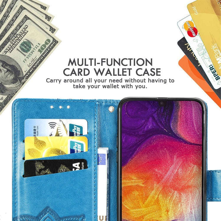 Butterfly Love Flowers Embossing Horizontal Flip Leather Case for Galaxy A50, with Holder & Card ...