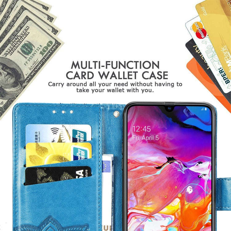 Butterfly Love Flowers Embossing Horizontal Flip Leather Case for Galaxy A70, with Holder & Card ...
