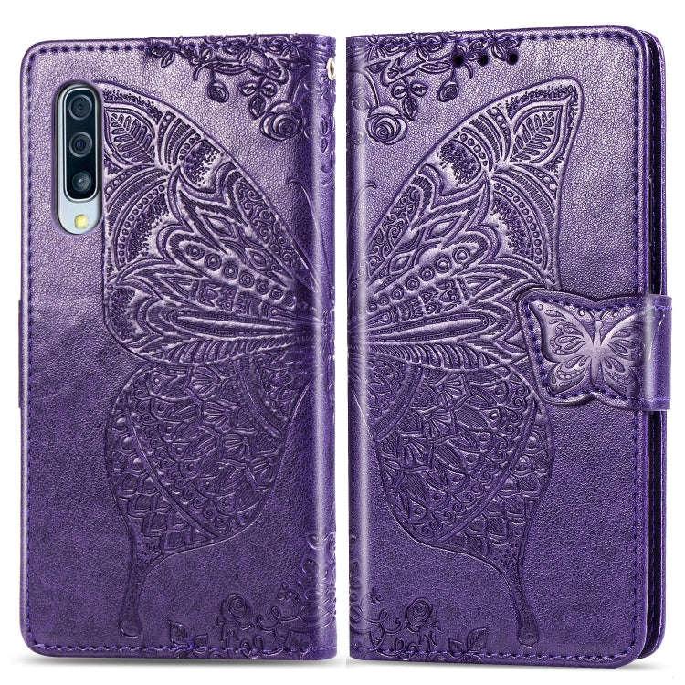 Butterfly Love Flowers Embossing Horizontal Flip Leather Case for Galaxy A70, with Holder & Card ...