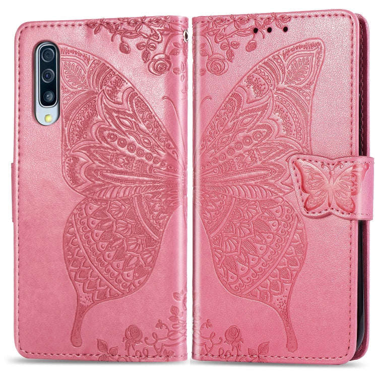 Butterfly Love Flowers Embossing Horizontal Flip Leather Case for Galaxy A70, with Holder & Card ...