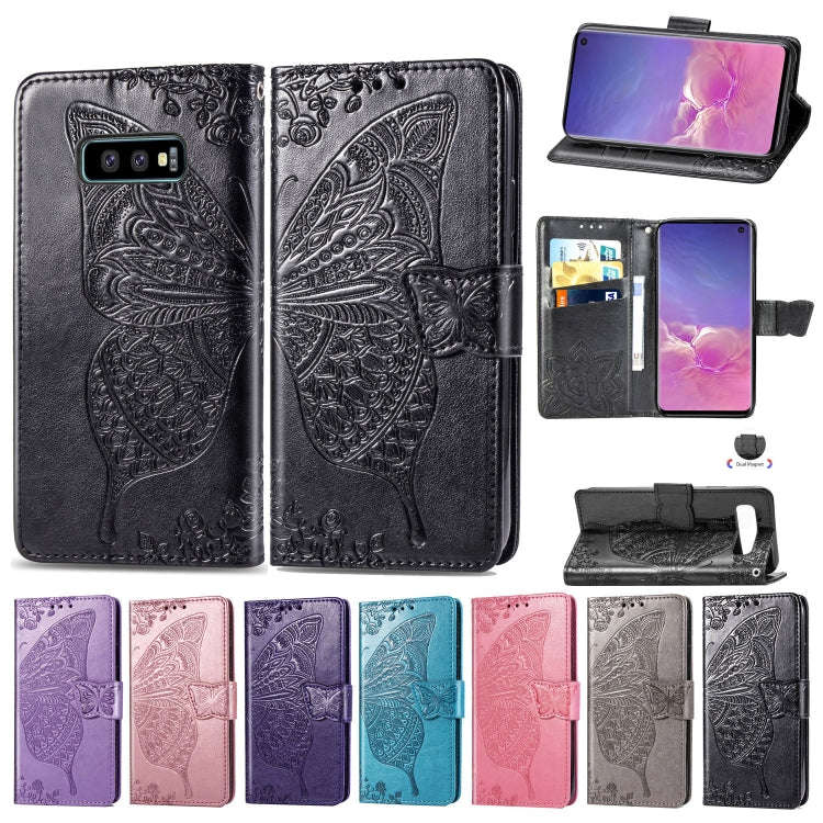 Butterfly Love Flowers Embossing Horizontal Flip Leather Case for Galaxy S10e, with Holder & Card...