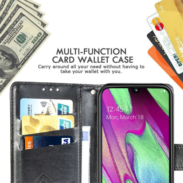 Butterfly Love Flowers Embossing Horizontal Flip Leather Case for Galaxy A40, with Holder & Card ...