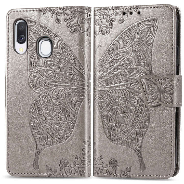 Butterfly Love Flowers Embossing Horizontal Flip Leather Case for Galaxy A40, with Holder & Card ...