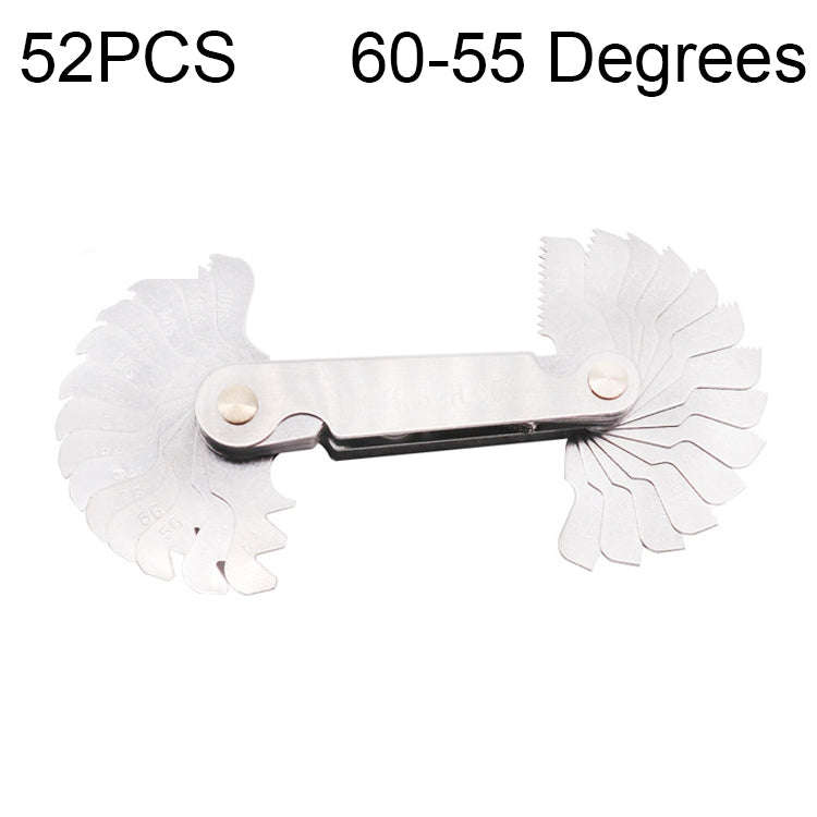 52 PCS Metric 60 Degrees +British 55 Degrees CR Stainless Steel Thread Gauge, 52 PCS Thread Gauge