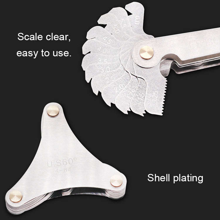 52 PCS Metric 60 Degrees +British 55 Degrees CR Stainless Steel Thread Gauge, 52 PCS Thread Gauge