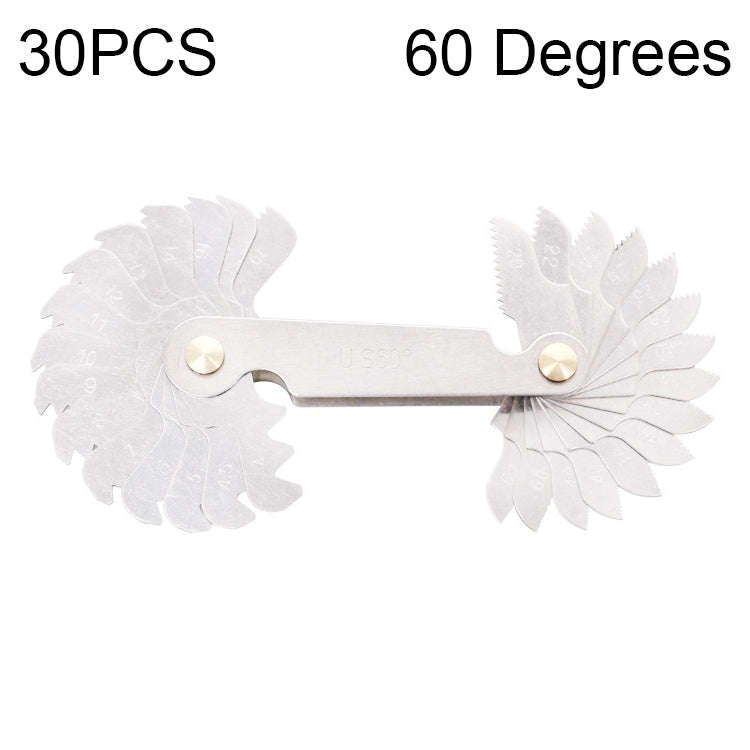 30 PCS US Screw Pitch Thread Blades 60 Degrees CR Stainless Steel Thread Gauge, 30 PCS Thread Gauge