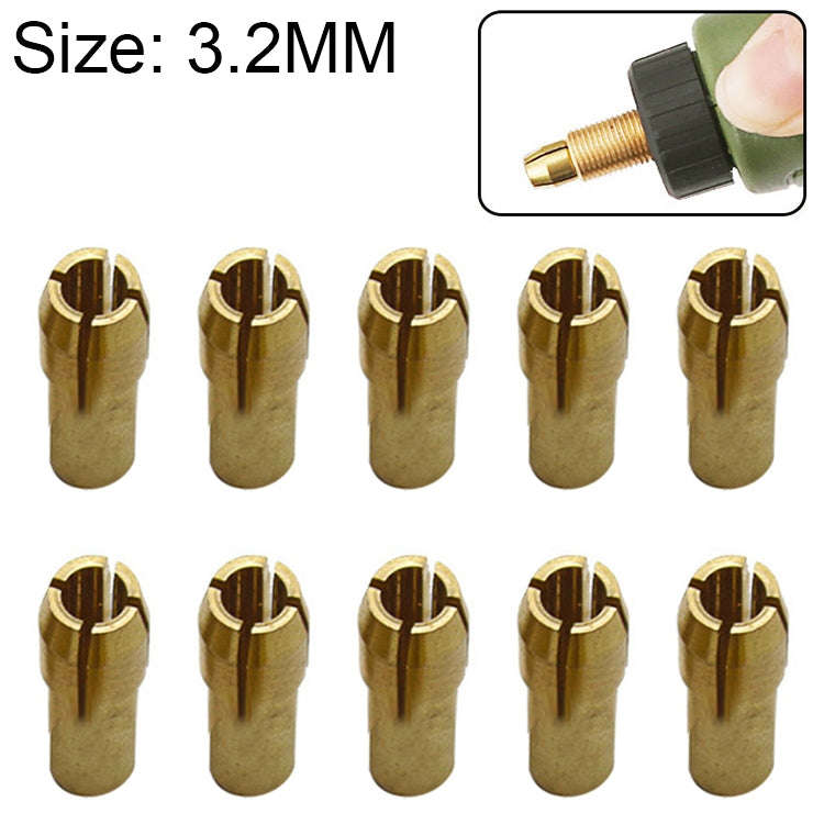 10 PCS Three-claw Copper Clamp Nut for Electric Mill FittingsBore diameter: 3.2mm, Bore diamet...