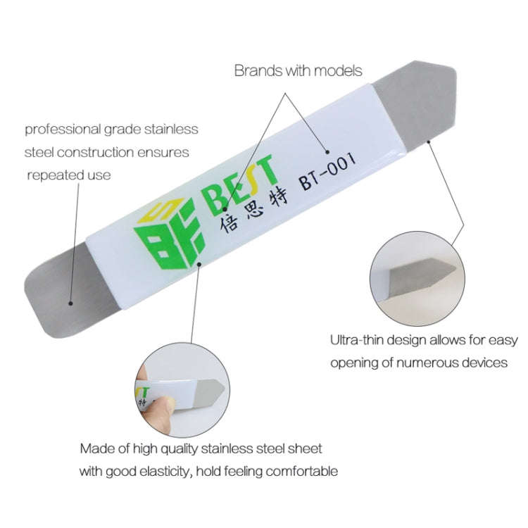 2 PCS BEST BST-001 Stainless Steel Blade Soft Thin Pry Spudger, 001 Crowbar