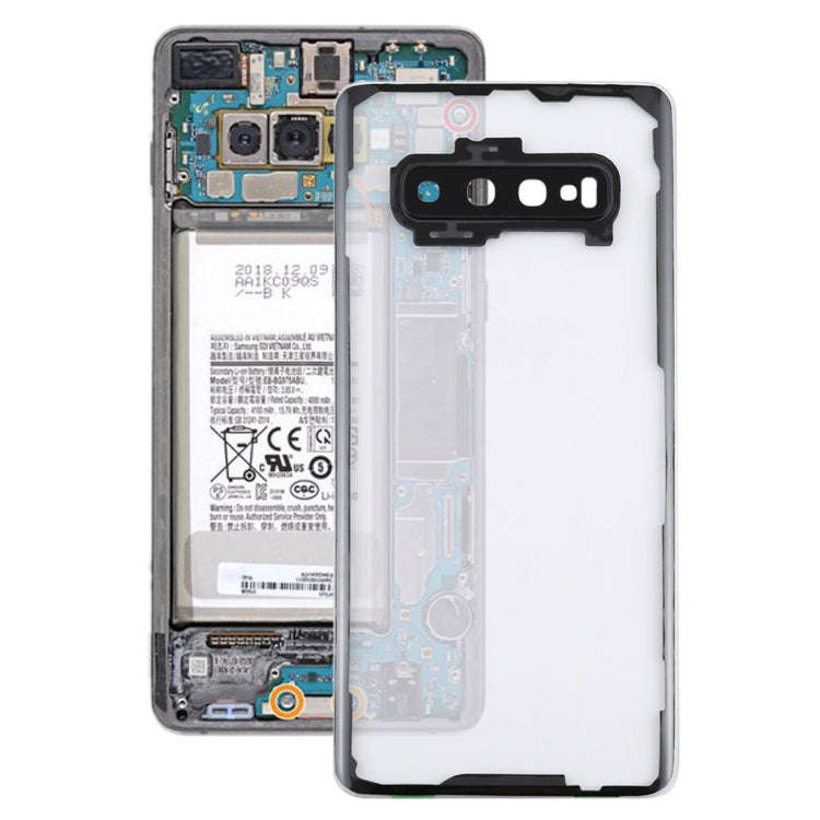 For Samsung Galaxy S10+ SM-G9750 G975F Transparent Battery Back Cover with Camera Lens Frame, For...