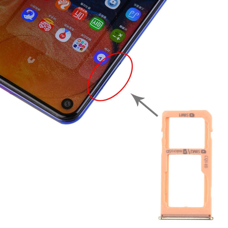 For Samsung Galaxy A60 SIM Card Tray + SIM Card Tray / Micro SD Card Tray, For Samsung Galaxy A60...