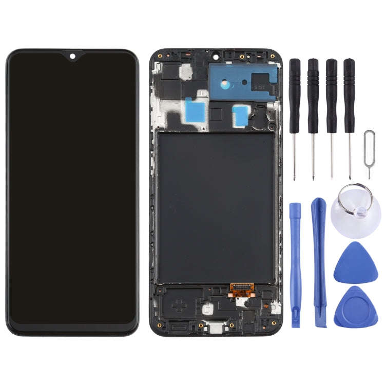 Original Super AMOLED Material LCD Screen and Digitizer Full Assembly with Frame for Galaxy A20, ...