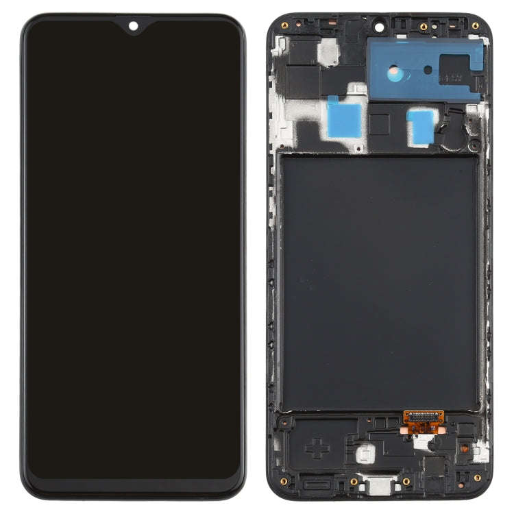 Original Super AMOLED Material LCD Screen and Digitizer Full Assembly with Frame for Galaxy A20, ...